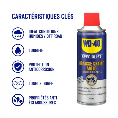 WD-40 Specialist Moto Graisse Chaîne Conditions Humides