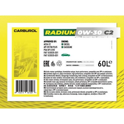 Huile Moteur carburol radium 0W30 C2